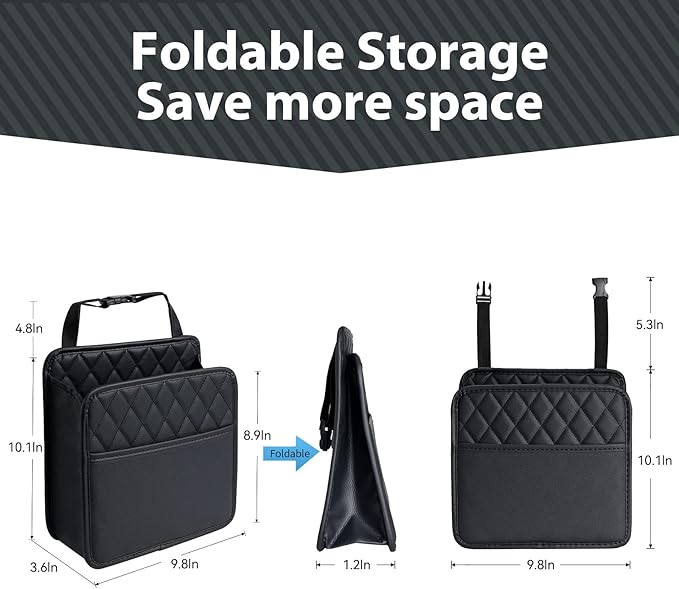 2Pack Car Seat Back Hanging Bag Car Document Holder Multi-Pocket Bottle Bag Storage Waterproof Pu Leather Box Organizer Travel Tidy Pouch Pocket Kids