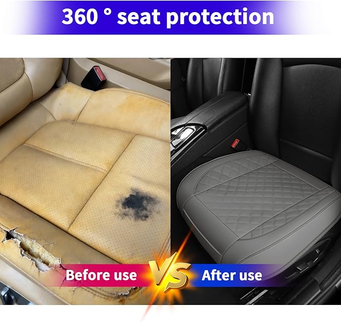 2pcs Car Seat Covers for Upgrade Leather,Car Seat Protector Water Proof Material,No Slip Soft,Side Wrapping,Bottom Seat Covers Universal for Most Automotive,Vans,Trucks,Suvs (Grey)
