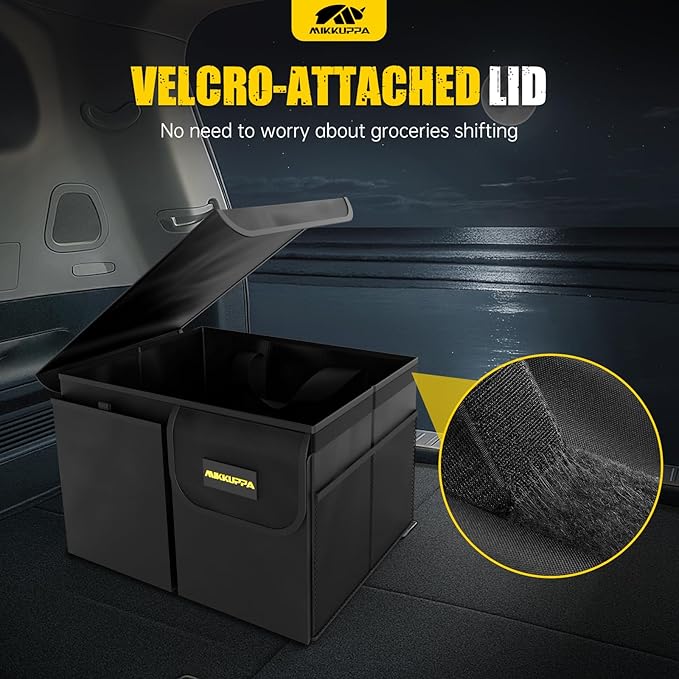 MIKKUPPA Car Trunk Organizer - 35L Collapsible Trunk Organizer with Lid, Sturdy Car Storage for SUV Auto Truck Van (Black, 2Pack)