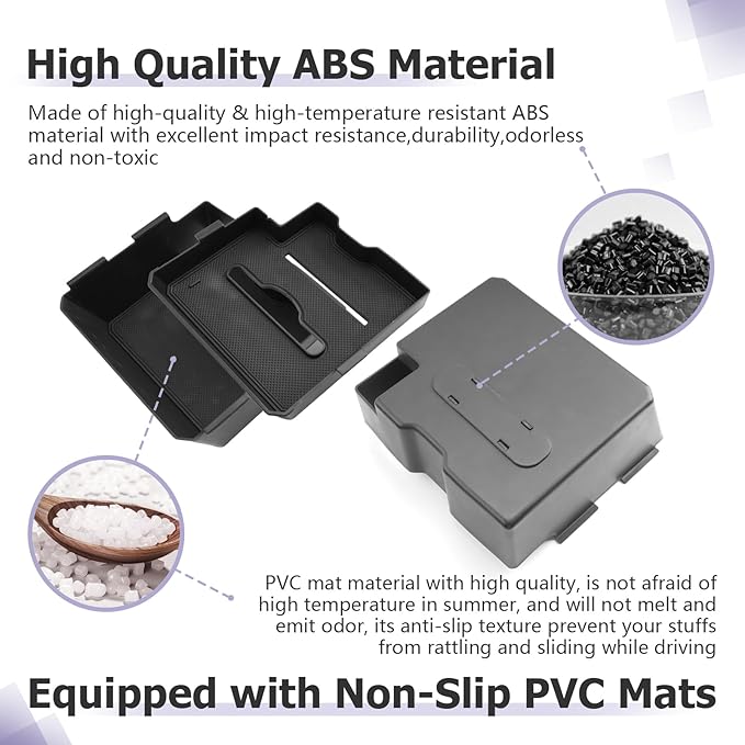 LUWU 2025 Ranger Center Console Organizer Compatible with 2024 2025 Ford Ranger Console Organizer Tray Ranger XL/XLT/Lariat/Raptor Armrest Storage w/Tissue Box 2024 2025 Ford Ranger Accessories 2PCS