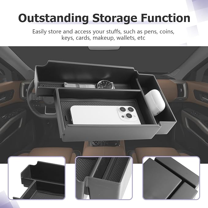 LUWU 2025 2026 Pathfinder Center Console Organizer Compatible with 2022 2023 2024 2025 2026 Nissan Pathfinder SL/Platinum/Rock Creek Accessories Armrest Console Organizer Armrest Insert Tray Black