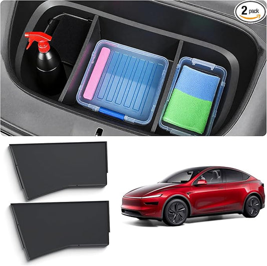 2PCS Front Trunk Partition for Tesla Model Y Juniper 2025 2026 Frunk Partition Tpe Front Trunk Organizer Dividers Model Y Accessories for Supermarket Daily Travel Goods Storage Separation