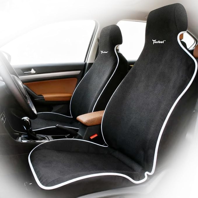 Car Seat Cover Towel, Waterproof Terry Cloth Car Seat Cover Universal Fit for Cars, SUVs, Pickups, Washable Car Seat Protector Brand Customized(Black,1pc)
