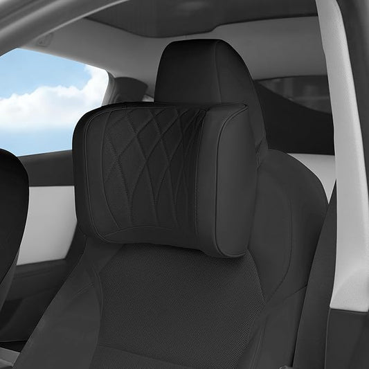 Car Headrest Leather Memory Foam Neck Pillow for Driving with Leather Soft Comfortable Seat Head Pillow Cushion / Car Neck Pillow SUV Sedan Relieving Neck Stiffness Seat Neck Support Pillow Black 1PC