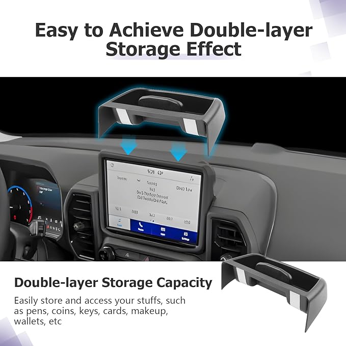 LUWU 2024 Bronco Sport Dashboard Storage Tray Compatible with Ford Bronco Sport 2021-2024 Accessories Center Console Display Box Hidden Organizer Tray Behind Screen (Only Fit for 8-inch Screen)