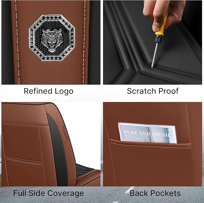 Car Seat Cover for Lexus RX 350 2007-2026,Leather Seat Cover for Car,Breathable Vehicle Cushions Cover Waterproof Protectors Seat Protector, (Full Set,Black&Brown)