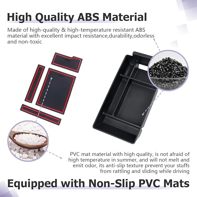 LUWU Center Console Organizer Compatible with 2022-2026 Benz C-Class C300/C300 4Matic/AMG C43/AMG C63 SE Performance W206 Accessories Armrest Console Storage Box Insert Tray ABS Material Red