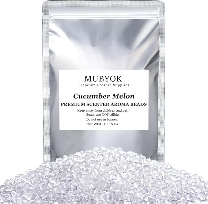 MUBYOK 1.5LB Cucumber Melon Premium Scented Aroma Beads for Making Car Freshies Supplies PreScented Beads for Car Air Freshener Sachets Long-Lasing Scent