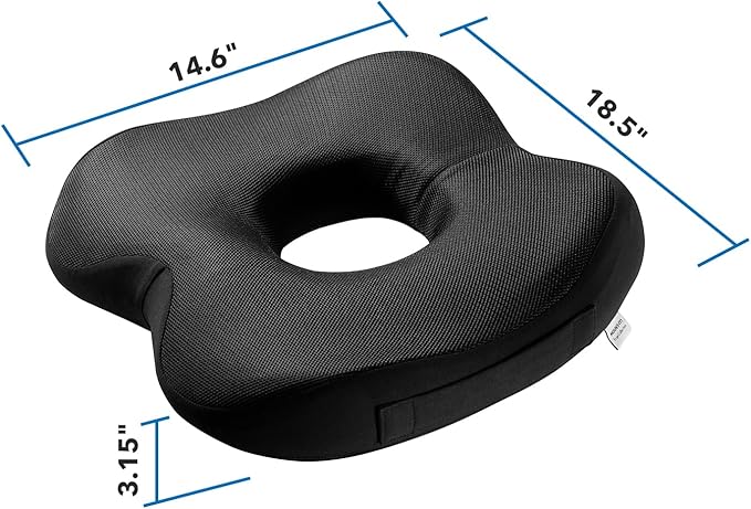 Mount-It! Office Seat Cushion, Premium Lumbar Support, Memory Foam, Gel Filling, Ergonomic Comfort Chair, Use in Car, at Desk, Home, Back, Hip Sciatica Cushions - Washable Cover in Black…