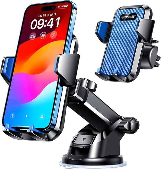 VANMASS【85+LBS Strongest Suction & Military-Grade Ultimate Car Phone Mount【Patent & Safety Certs】 Cell Phone Holder Truck for Dashboard Windshield Vent for iPhone 17 Pro Max 16 15 14, Blue