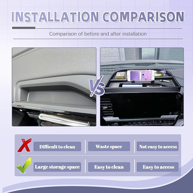 RUNROAD Dashboard Storage Organizer Tray Compatible with 2022-2026 Chevy Silverado/GMC Sierra 1500 and 2024 2025 2026 Silverado/Sierra 2500HD 3500HD Accessories, Center Console Organizer Armrest Tray