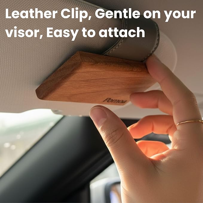 Car Air Freshener Wood 3 Pack — Refillable Solid Diffuser, North American Alder Scent, Leather Visor Clips — No Liquid Odor Eliminator for Cars, Trucks, SUVs