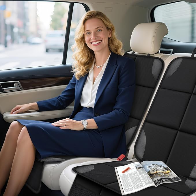 Car seat Protector 2 mesh Pocket Waterproof car seat Covers, Universal Size, Baby, pet, Children's car seat Protector, Anti Slip Bottom (1 Piece)