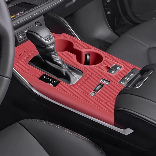 Temmis Center Console Silicone Organizer Wrap for Toyota Highlander 2026 (Hybrid Version), Full-Wrap Center Consel Electrostatic adsorption Cover for Toyota Highlander-Red