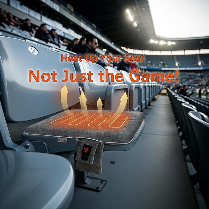 Melissa Portable Heated Seat Cushion with USB, 3 Heat Settings, Foldable Heating Chair Pad for Office, Home, Stadium, Outdoor, Camping, Wheelchair – Lightweight & Easy to Carry - 17x17x1.4 inch(Gray)