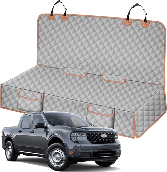 Dog Car Seat Cover Compatible with Ford Maverick/Hyundai Santa Cruz, Waterproof Pet Bench Seat Cover for Back Seat, 600D Heavy Duty Scratch Proof Nonslip Truck Seat Covers for Dogs