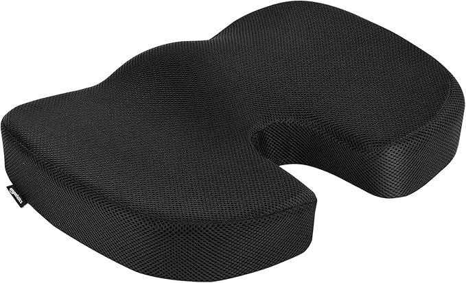 Amazon Basics Comfortable Seat Cushion & Lumbar Support for Office Chairs, Memory Foam, Black