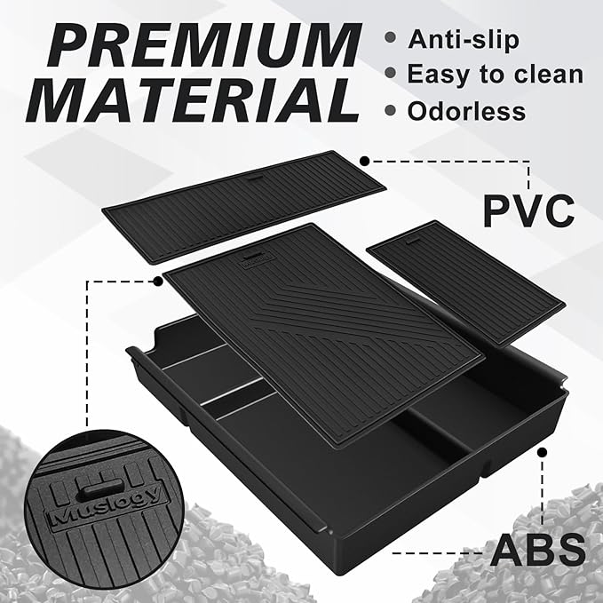 Muslogy Center Console Organizer Compatible with 2020-2025 2026 Chevy Silverado/GMC Sierra 1500 2500HD 3500HD Accessories Storage Insert Box Console Armrest Divider(Jump Seat ONLY) - Upper Organizer