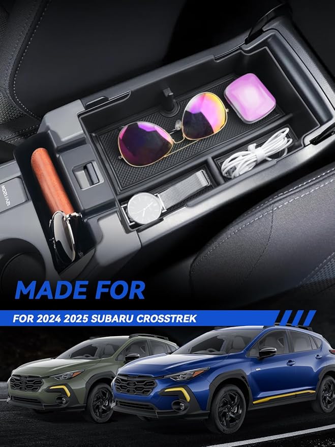 2-Pack for Crosstrek Center Console Organizer& Middle Console Glove Tray 2024 2025 Subaru Crosstrek (Premium/Sport/Limited/Wilderness) Accessories Armrest Tray Middle Storage Box