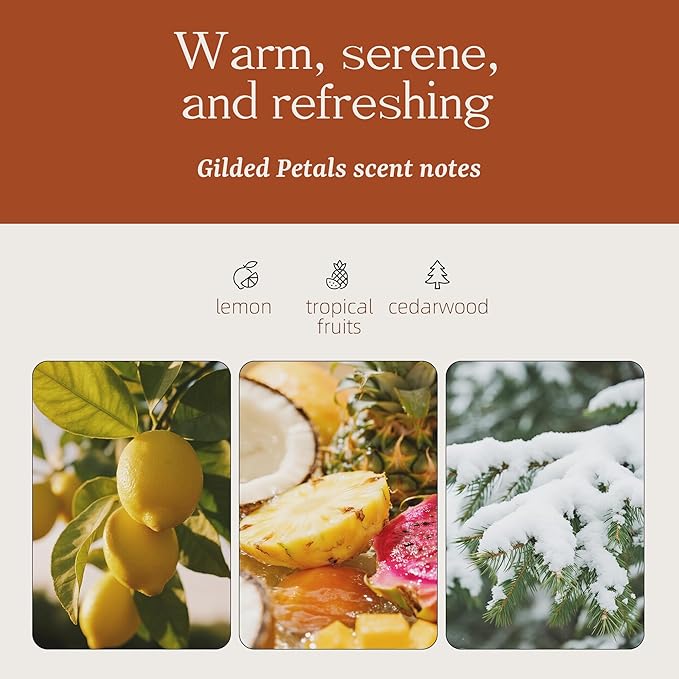 Wood Car Air Freshener — Refillable Solid Odor Eliminator with Premium Leather Visor Clip, North American Alder Wood Scent, No Liquid, No Mess for Car, Truck & SUV (Gilded Petals)