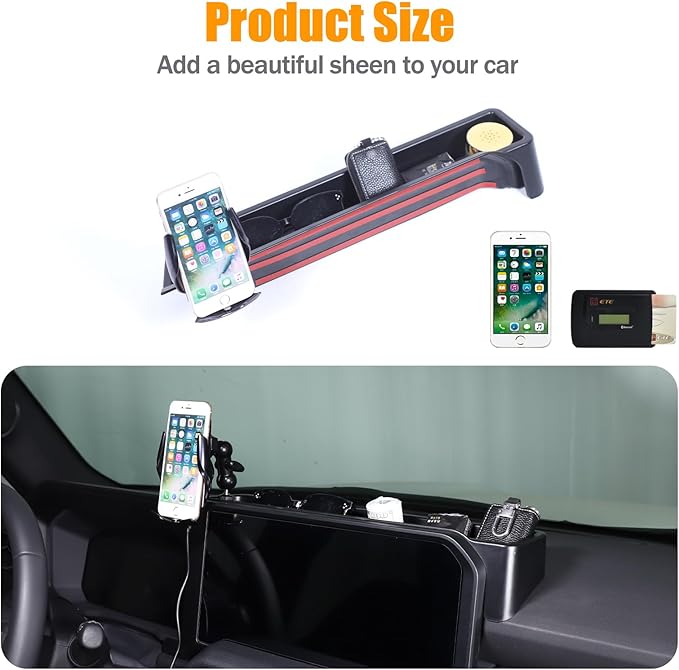 LLKUANG Center Console Dash Organizer Tray Compatible with Toyota Land Cruiser 250 Prado 2024 2025+ Navigation Screen Rear Insert Auxiliary Storage Box,Phone Holder Accessories (Style E)