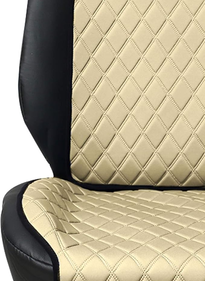FH Group Car Seat Cushion – Neosupreme Single Front Seat Cover with Front Pockets, Airbag Compatible, Universal Fit Car Seat Cushion for Driver or Passenger Seat, SUV, Truck, Sedan & Van – Beige