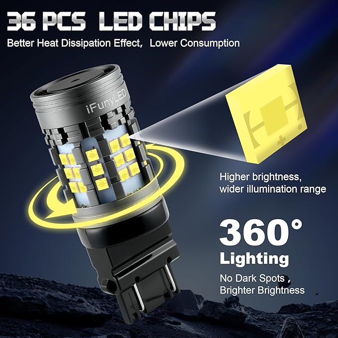 2PCS 3157 LED Bulb, Super bright 3156 3056 3057 3047 3457 4157 LED, Anti Hyper Flash CANBUS Error Free, Replacement Light Kit Set for Back Up Reverse Lights - White