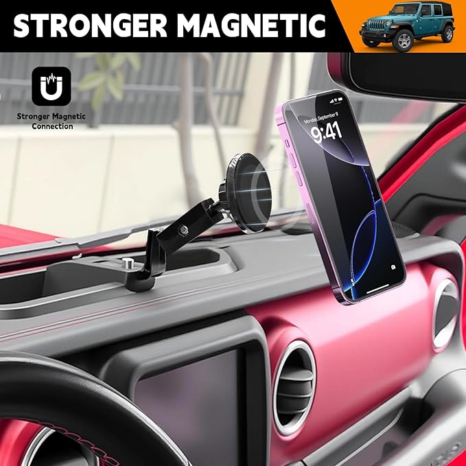 Dashboard Phone Holder Compatible with 2018-2023 Jeep Wrangler JL JLU&Gladiator JT Center Console Organizer Dashboard Phone Multi-Mount Kit for Wrangler 4X4 Accessories(JL/JT 4X4 2018-2023)