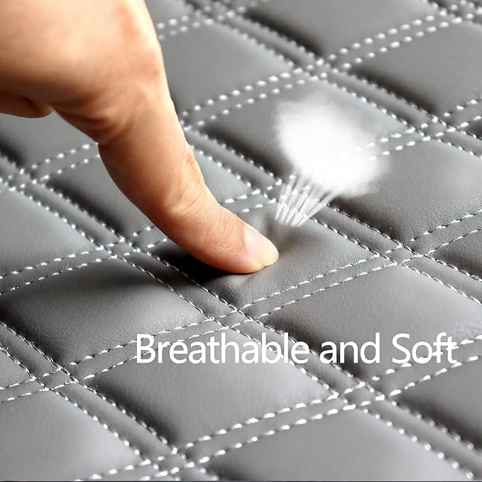 Cusaota 2 Piece Car Seat Covers Protectors for Front Seat Bottoms, Luxury PU Leather Car Interior Seat Cushion Pad Mat, Compatible with 90% Vehicles (Sedan SUV Truck Jeep Mini Van) (Gray-2PCS)