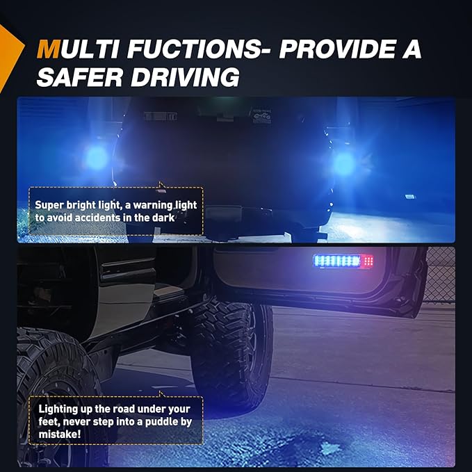 Nilight 2PCS LED Interior Door Panel Light Courtesy Warning Lights Blue Red Plug and Play Compatible with Chevy GMC C/K Silverado Sierra 1500 2500 3500 HD Suburban Cadillac Escalade Hummer H2