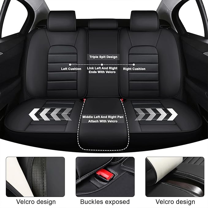 5 Seat Covers for Chrysler Pacifica 2004-2026,Full Set Breathable Car Seat Covers,Anti-Slip Waterproof Car Seat Protectors with Airbag,Automotive Vehicle Cushion with Pockets (Standard,Black)