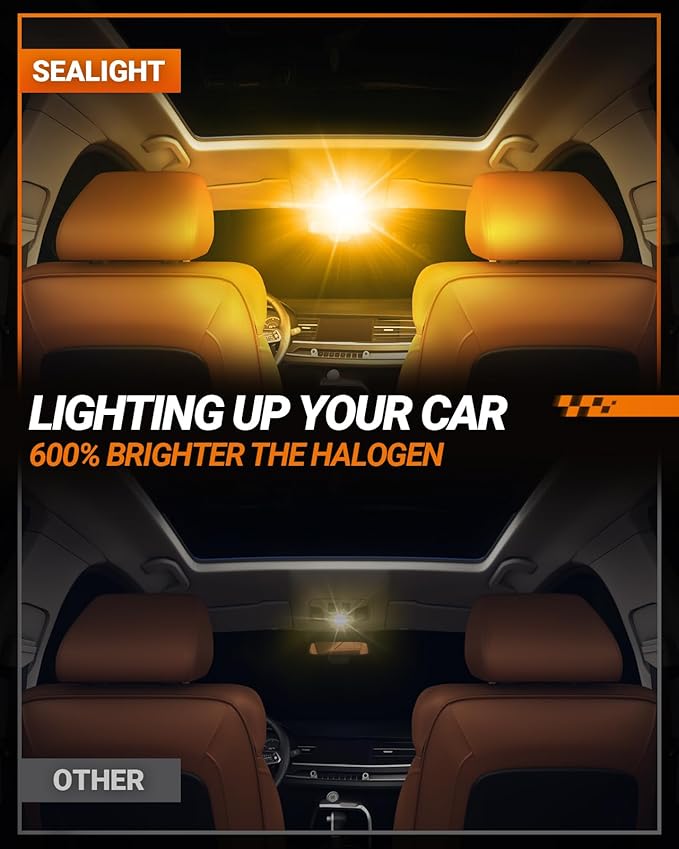 SEALIGHT 194 LED LightBulb 6000K,Amber,Pack of 4