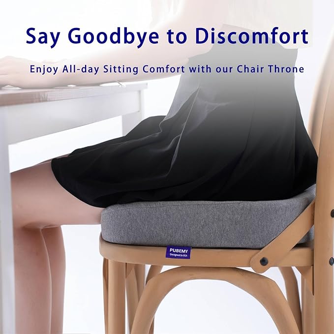 Gel Infused High Dense Memory Foam Seat Cushions for Office Chair, Car, Wheelchair-Coccyx Seat Cushion for Tailbone Pain Pressure Relief (Light Grey)