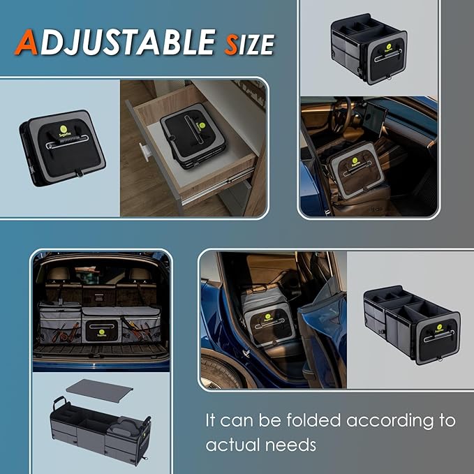 95L Car Trunk Organizer & Storage With 26L Ice Pack, Waterproof Foldable | Trunk Organizers for SUVs & Cars, Car Storage Organizer, Great Gift for Drivers (Gray-M004)