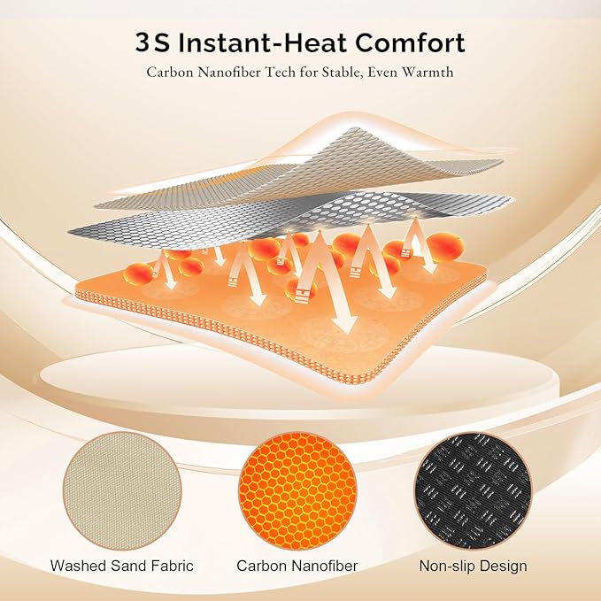 SAVIOR HEAT Heated Stadium Seat for Bleachers with Back Support 3 Heat Levels 10,000mAh Portable Heated Seat Cushion Chair Warmer with Battery Pack for Back Waist Hip Thigh Home Office Camping Yard