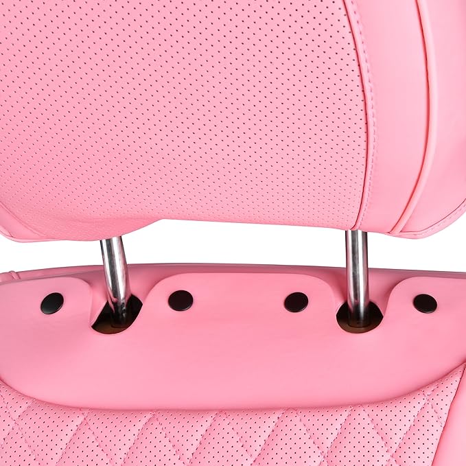 CAR PASS Bling Pink Nappa Leather Car Seat Covers for Front Seats, Waterproof Heavy-Duty Anti-Slip, Universal Fit for 95% Auto SUV Sedan Truck, Glitter Sparkly Shining Rhinestone, Pink Leather Diamond