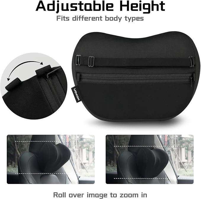 HOPON 2025 Upgrade Headrest Pillow with Lumbar Support Pillow for Most Cars,SUV Neck Pillow with Breathable Fabric,Soft Pillow for Relieving Stiffness Sedan Home Office Black 1 Set - Black