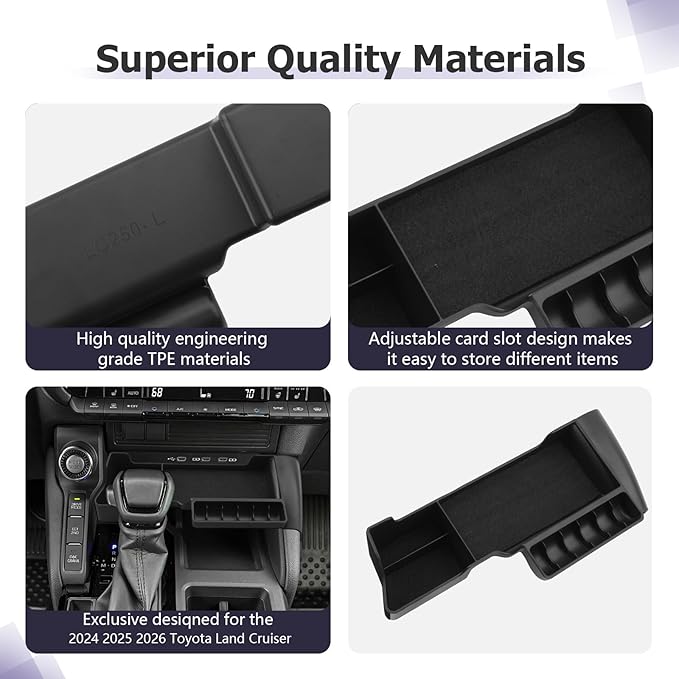 LUWU 2025 Land Cruiser Center Console Organizer - Compatible with 2024 2025 2026 Toyota Land Cruiser Accessories Under Screen Organizer Tray 2024 2025 LC250 Armrest Console Organizer