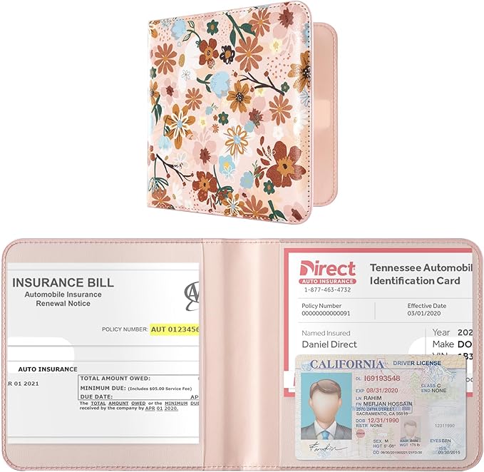 CoBak Car Registration and Insurance Holder - Vehicle Glove Box Car Organizer, Auto Truck Comparment Accessories Case for Essential Document, Driver License, Cards