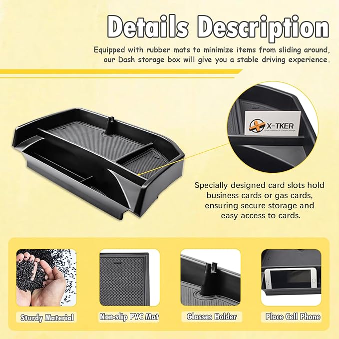 Dashboard Organizer Compatible with 2022 2023-2025 2026 Chevy Silverado/GMC Sierra 1500 & 2024 2025 2026 Silverado/Sierra 2500HD 3500HD Accessories, Dash Board Storage Tray 13.4" Screen ONLY