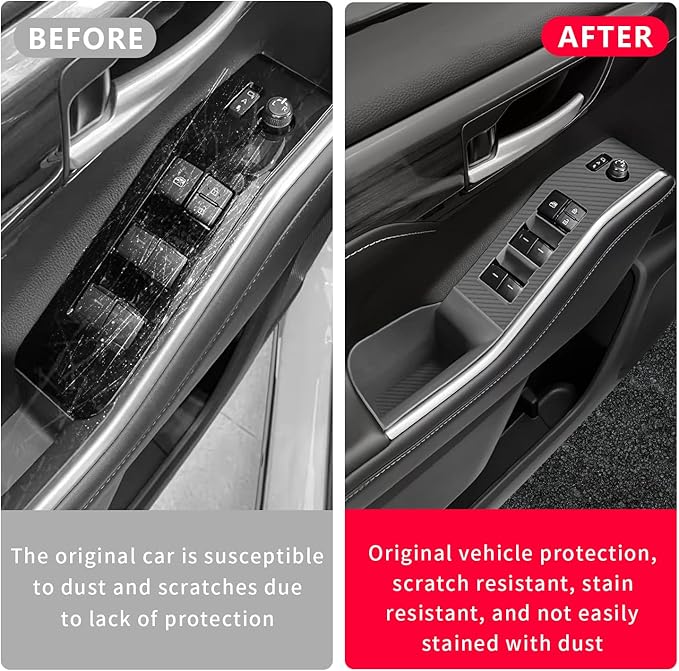 Temmis 4PCS Car Door Window Switch Panel Cover for Toyota Highlander 2022-2026, Auto Interior Decor Accessories Armrest Trim Silicone Style Kit-Black