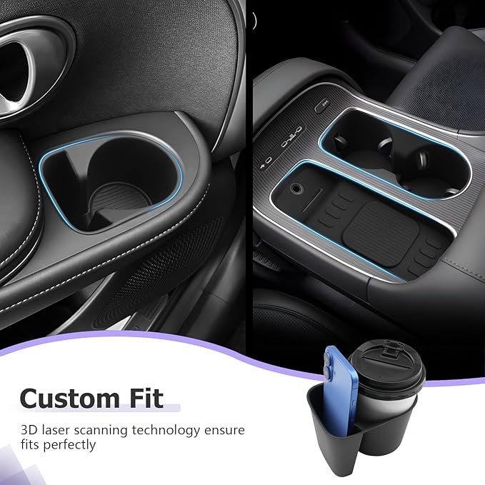 LUWU 2026 Palisade Accessories Compatible with 2026 Palisade SE/SEL/XRT/Limited/Calligraphy Accessories Center Console Silicone Cup Holder&Wireless Charging Mat&Rear Cup Holder 4PCS(Only for 7-Seat)