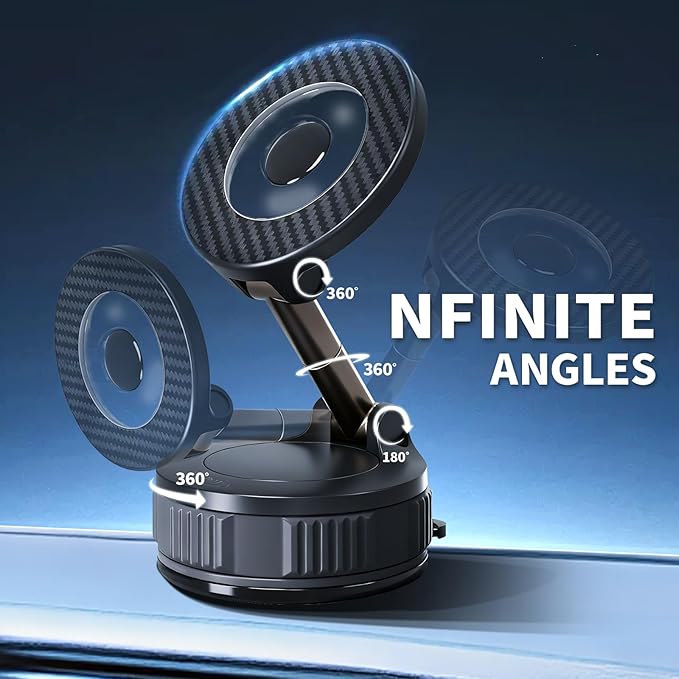 Magnetic Car Phone Holder for MagSafe, 120+ LB Suction Cup & 2800gf Magnetic Force, 360° Adjustable Mount for iPhone Pro Max/Plus & MagSafe-Compatible Android Phones (CHH12)