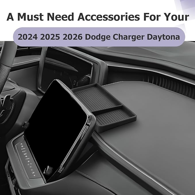 LUWU for 2025 Charger Dashboard Storage Tray 2024 2025 2026 Charger Daytona R/T Scat Pack 12.3-inch Behind Screen Organizer Center Console Display Box Dash Tray Charger 2026 (Only for 12.3" Screen)