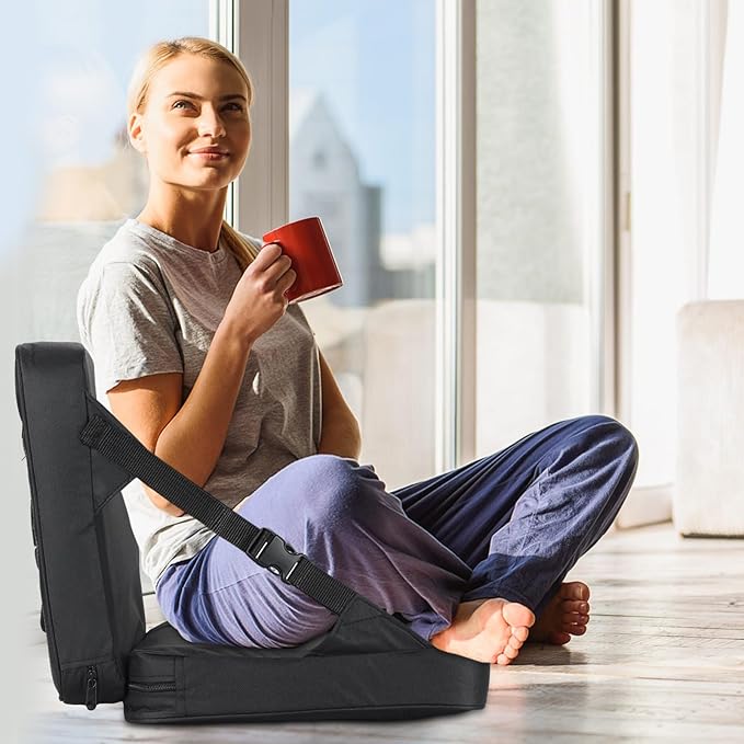 Nice C Heated Seat Cushion, Heated Stadium Seat, Heated Bleacher Seat, Stadium Seats for Bleacher, Massage Stadium Seat Cushion with Back Support, with Power Bank, Carry Handle&Compartment (1 Pack)