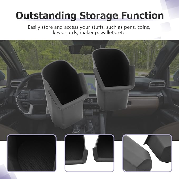 LUWU 2025 4Runner Center Console Cup Holder Compatible with 2025 Toyota 4Runner Interior Accessories Rear Seat Door Side Silicone Cup Holder Insert 4Runner 2025 Accessories