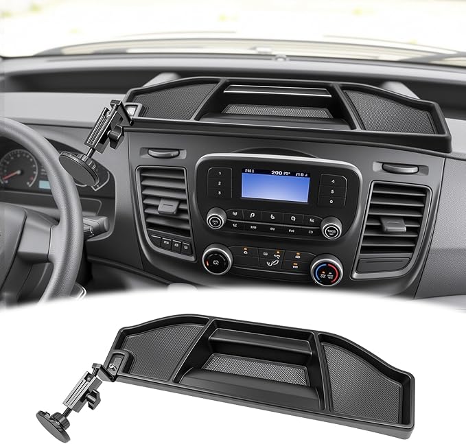 Dashboard Phone Holder Compatible with 2020-2026 Ford Transit 150 250 350 Center Console Organizer Dashboard Phone Multi-Mount Kit Dash Tray for 2025 Transit Accessories(Transit 2020-2026)