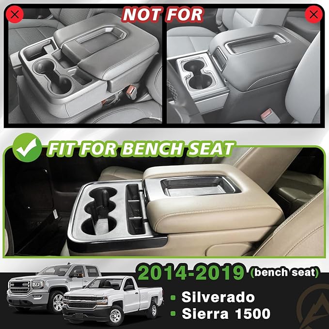 Muslogy Center Console Organizer Fits for 2014-2019 Chevy Silverado/GMC Sierra 1500 Accessories Underseat Storage Insert Box Console Armrest Divider(Jump Seat ONLY) - 2PCS, Upper & Lower