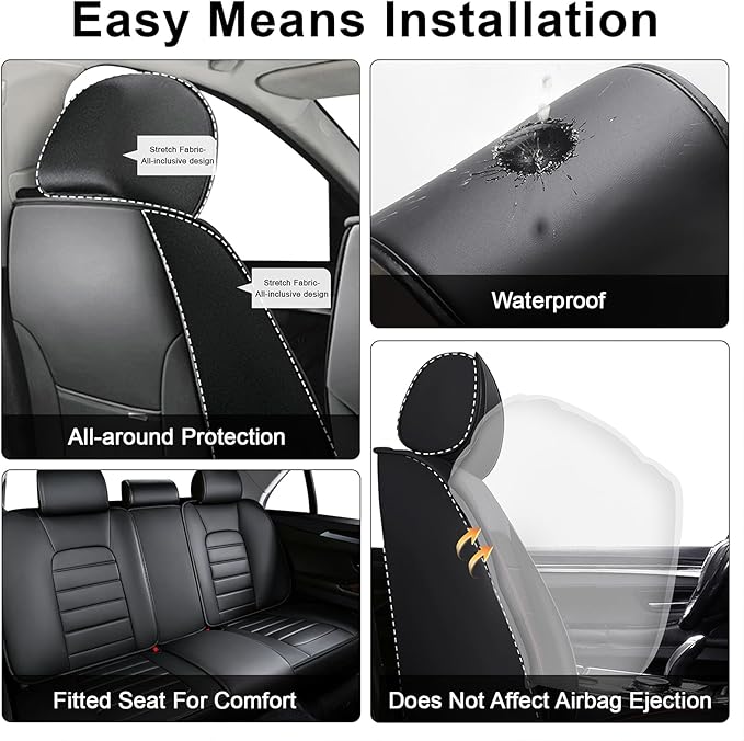 5 Seat Covers for Chrysler Pacifica 2004-2026 Breathable Car Seat Covers,Anti-Slip Waterproof Car Seat Protectors with Airbag,Automotive Vehicle Cushion with Storage Pockets (Standard,Redline)