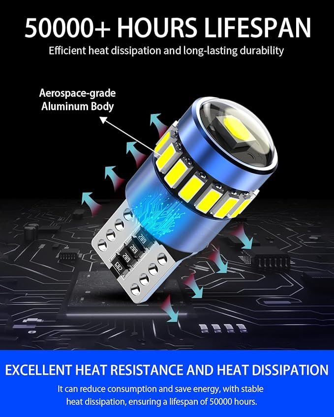 194 LED Light Bulb Blue, 168 2825 W5W T10 3014 Chipsets LED Replacement Light Kit for Car Interior Map Marker License Plate Lights Dome Lights Exterior Lights, Pack of 2